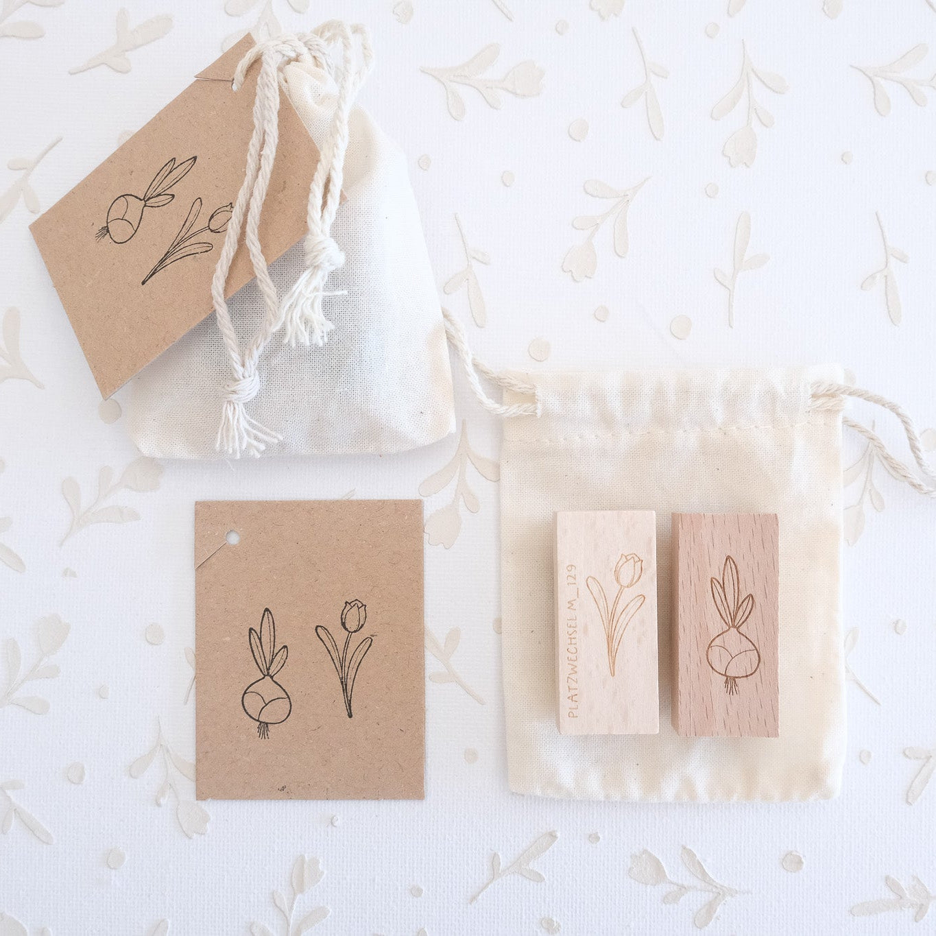 Holzstempel Set | Tulpe & Tulpenzwiebel | 4,5 cm