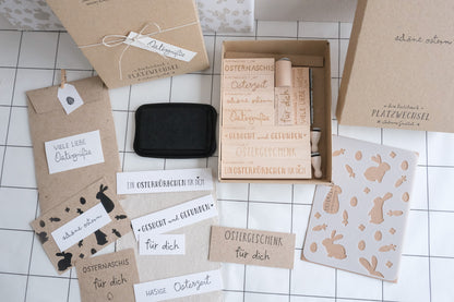 Stempel Set | Box Ostern | 12 Stempel & Gratis Schablone