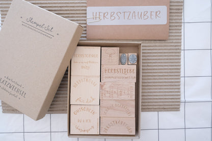 Stempel Set | Box Herbst Nr 02 | 10 Stempel + Gratis Schablone
