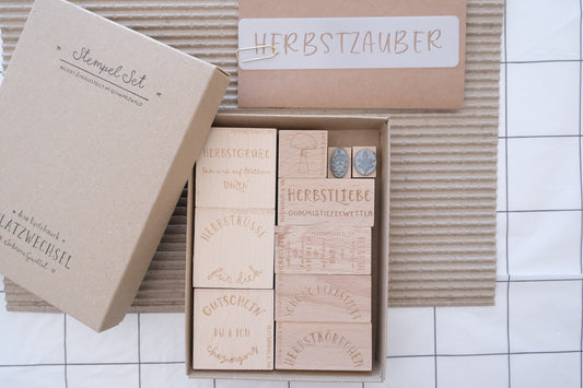 Stempel Set | Box Herbst Nr 02 | 10 Stempel + Gratis Schablone