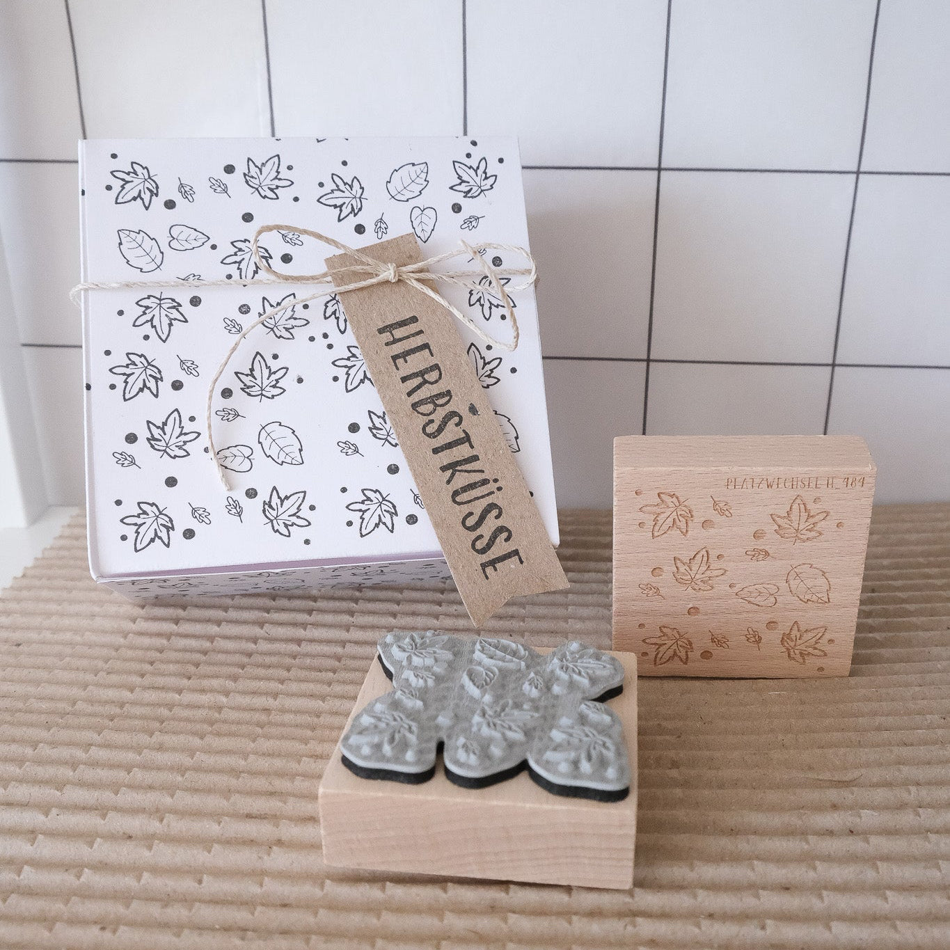 Holzstempel |  Flächenstempel Herbstblätter | 5 x 5 cm