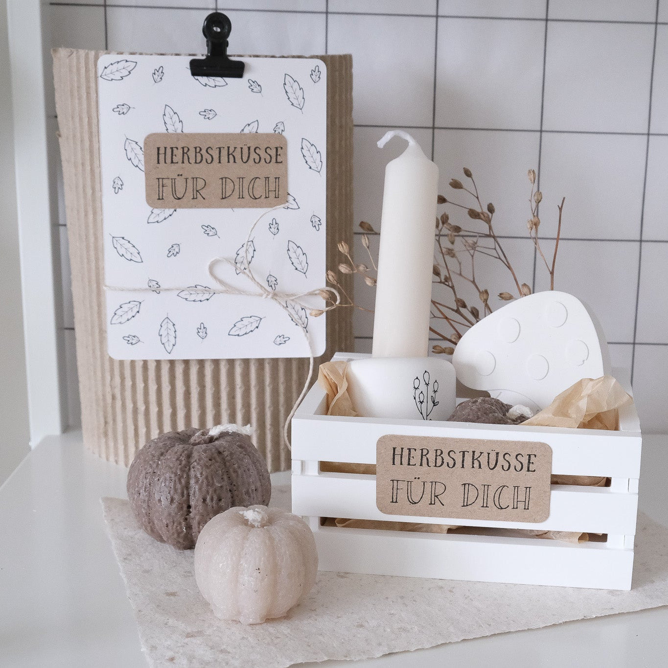 Holzstempel | "Herbstküsse für dich" | 3 x 6 cm
