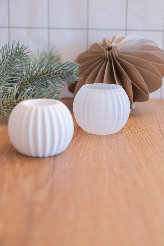 Gießform I Kerzenständer Kugelform  mit Rillen