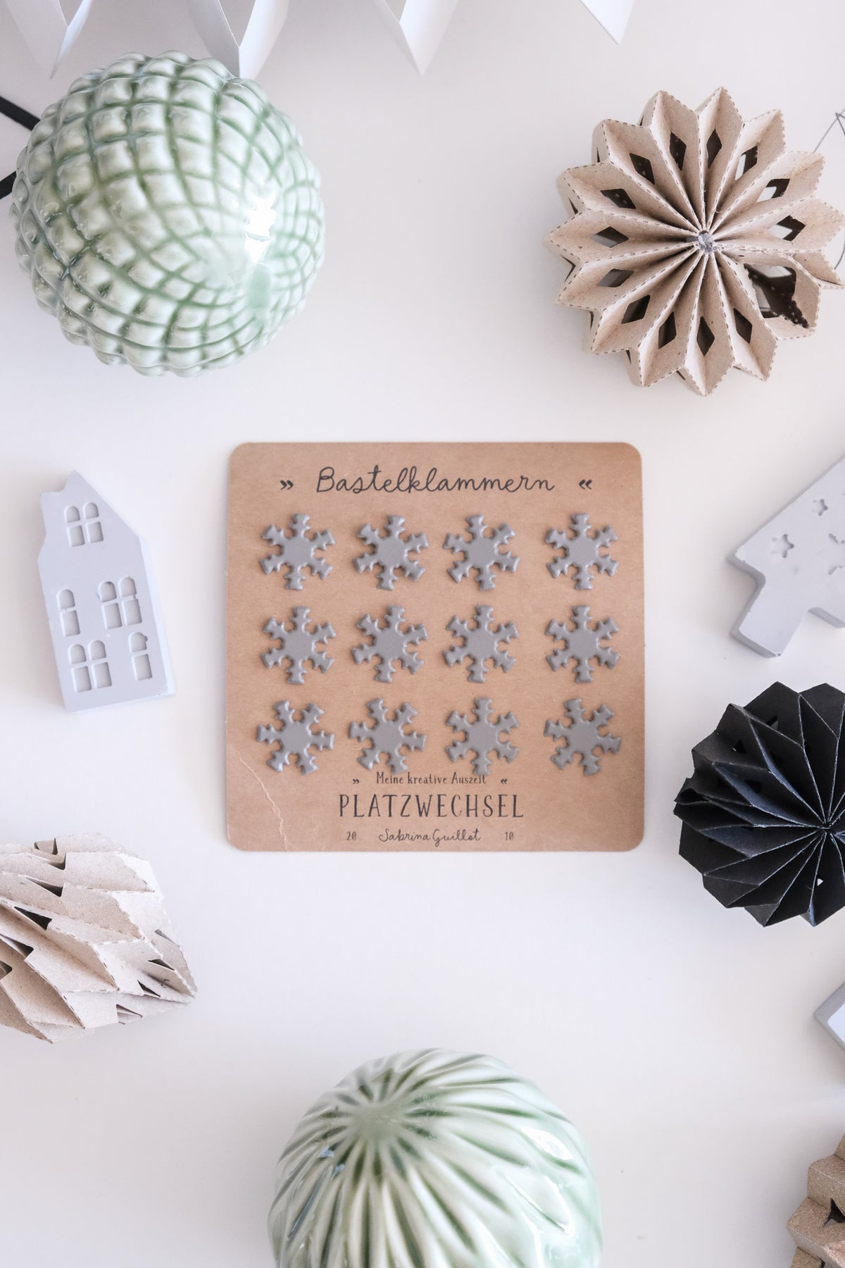 Bastelklammer | Schneeflocke Grau | 12 Stk.
