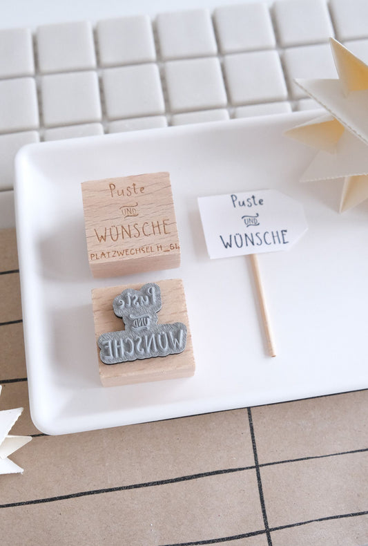 Holzstempel |  Puste und Wünsche | 3 x 3 cm