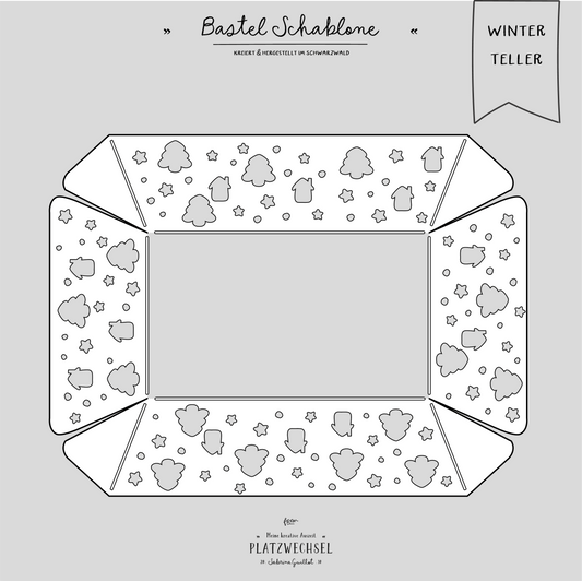 Schablone | Weihnachtsteller | Weihnachtshaus A4