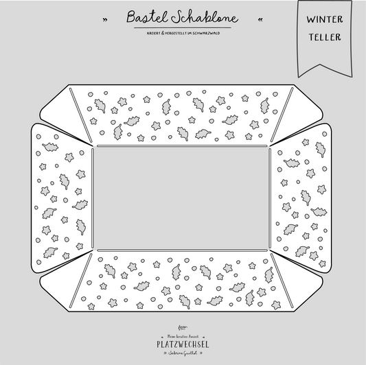 Schablone | Weihnachtsteller | Silberzweig A4