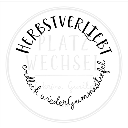 Holzstempel | Herbstverliebt - endlich wieder Gummistiefel | 5 x 5 cm