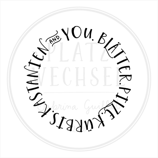 Holzstempel | Blätter, Pilze, Kürbis, Kastanien and You | 5 x 5 cm