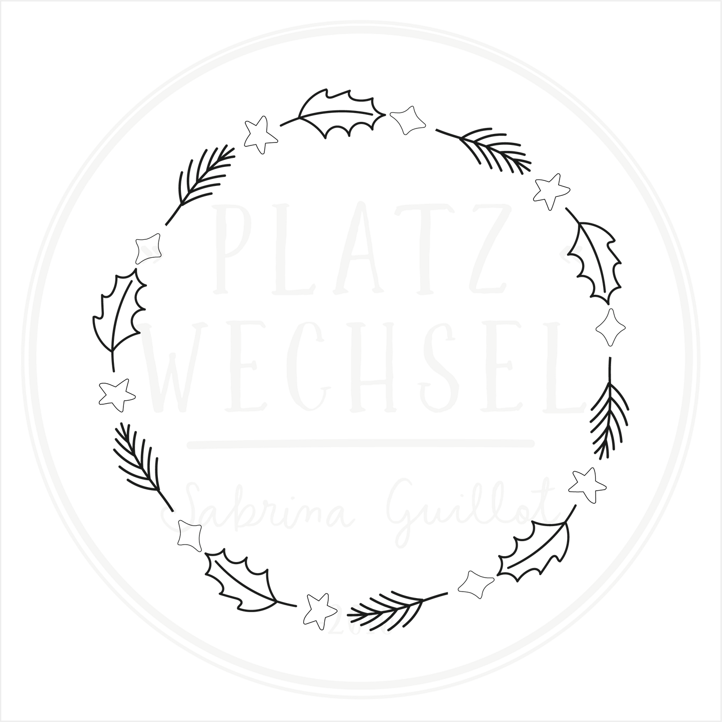 Holzstempel | Winter - Kranz | 5 x 5 cm