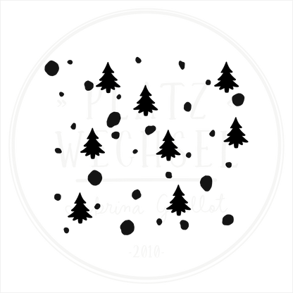 Holzstempel |  Flächenstempel Stempel Tannen und Punkte  | 5 x 5 cm